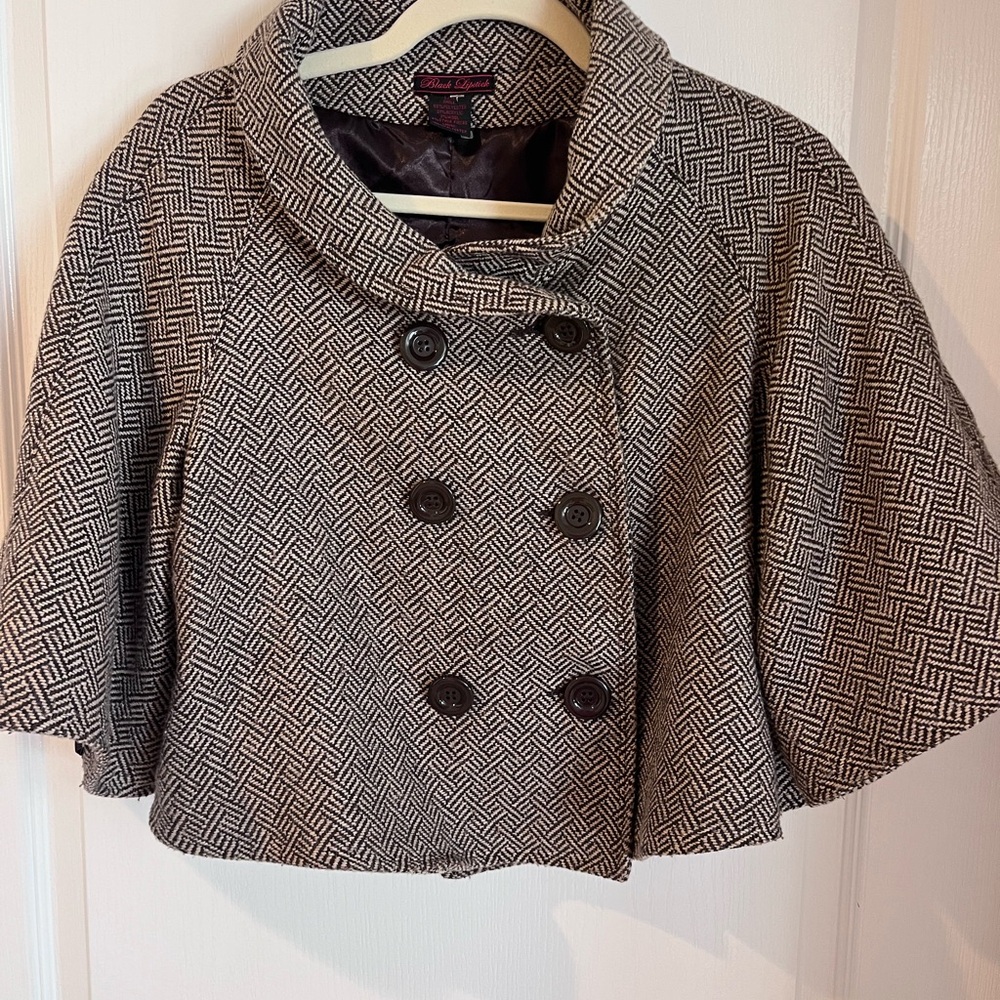 Black Lipstick Brand Cropped brown tweed jacket size L/XL.